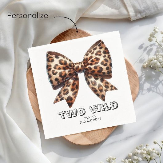 Leopard Print Twee Wild Bow 2e verjaardag Servet