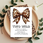 Leopard Print Twee Wild Bow Uitnodiging 2e Verjaar