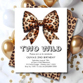 Leopard Print Twee Wild Bow Uitnodiging 2e Verjaar