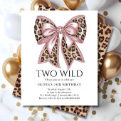 Leopard Print Twee Wild Bow Uitnodiging 2e Verjaar