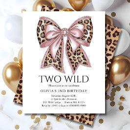 Leopard Print Twee Wild Bow Uitnodiging 2e Verjaar