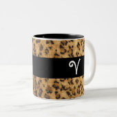 Leopard Print V monogram initiaal Coffee Mok Cup (Voorkant rechts)