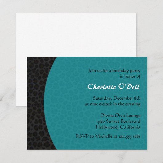 leopard print verjaardagsfeestje kaart (Voorkant / Achterkant)
