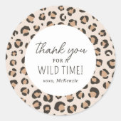 Leopard Print Verjaardagsfeestje Ronde Sticker (Voorkant)