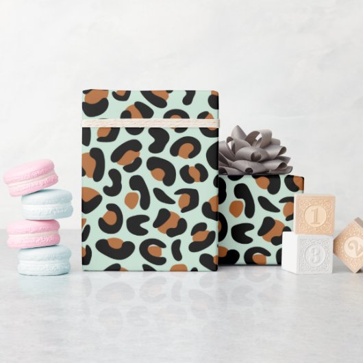 Leopard Print Verloving Gifts Menthol Naadloos Cadeaupapier (Baby Shower)