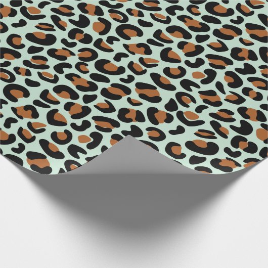 Leopard Print Verloving Gifts Menthol Naadloos Cadeaupapier (Hoek)
