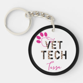 Leopard Print Vet Tech Stethoscoop Sleutelhanger