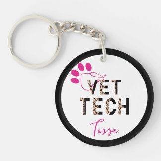 Leopard Print Vet Tech Stethoscoop Sleutelhanger