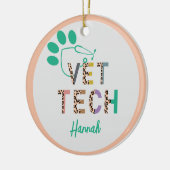 Leopard Print Vet Tech Stethoscope met naam Keramisch Ornament (Links)