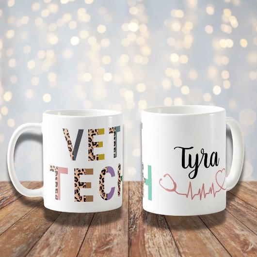 Leopard Print Vet Tech Stethoscope met naam Koffiemok