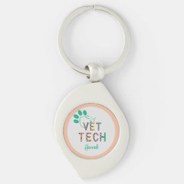 Leopard Print Vet Tech Stethoscope met naam Sleutelhanger