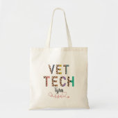 Leopard Print Vet Tech Stethoscope met naam Tote Bag (Voorkant)