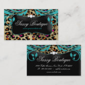 Leopard Print Visitekaartje Blue Swirls Jewells (Voorkant / Achterkant)