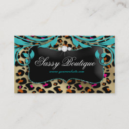 Leopard Print Visitekaartje Blue Swirls Jewells