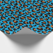 Leopard Print voor Housewarming Gift Blauw Naadloo Cadeaupapier (Hoek)