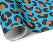 Leopard Print voor Housewarming Gift Blauw Naadloo Cadeaupapier (Rol Hoek)