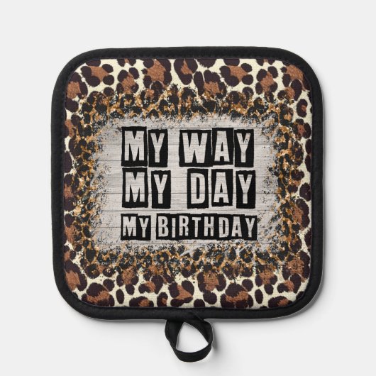 Leopard print voor verjaardagsfeestje pannenlap (Voorkant)