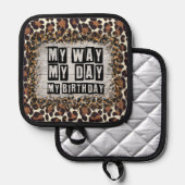 Leopard print voor verjaardagsfeestje pannenlap (Voorkant / Achterkant)