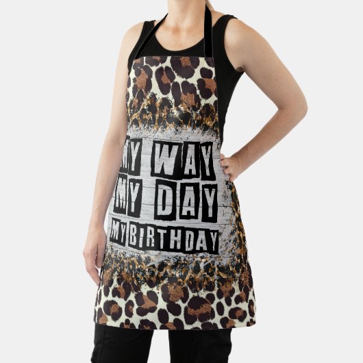 Leopard print voor verjaardagsfeestje schort (Insitu)
