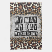 Leopard print voor verjaardagsfeestje theedoek (Verticaal)