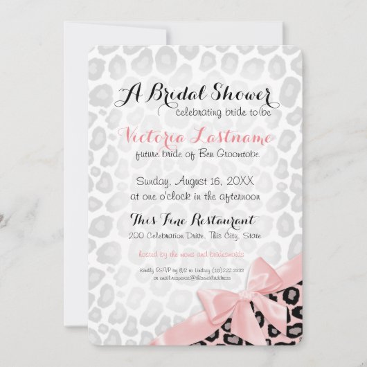 Leopard Print Vrijgezellenfeest Roze strik Kaart (Voorkant)