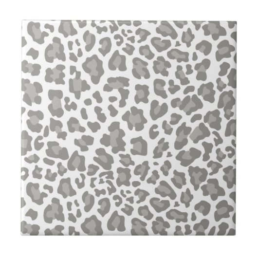 Leopard Print White en Grey Tegeltje (Voorkant)