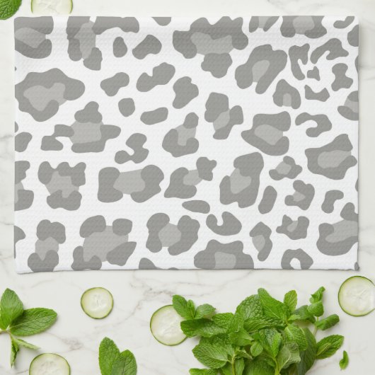 Leopard Print White en Grey Theedoek (Gevouwen)