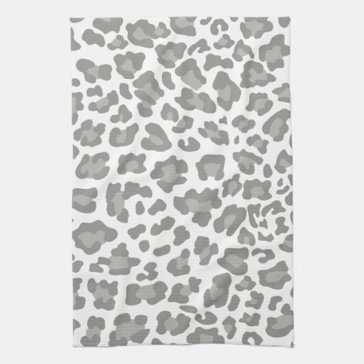 Leopard Print White en Grey Theedoek (Verticaal)