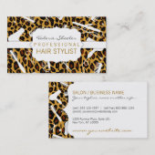 Leopard Print & White Hair Salon Tools Visitekaartje (Voorkant / Achterkant)