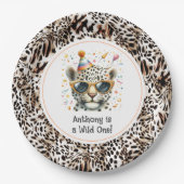 Leopard Print "Wild One" Animal Verjaardagsfeest Papieren Bordje (Voorkant)