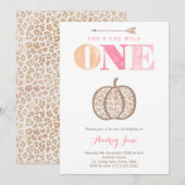 Leopard Print Wild One Pumpkin 1e verjaardag Kaart (Voorkant / Achterkant)