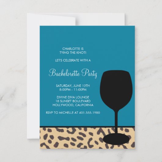 leopard print wine bachelorette kaart (Voorkant)