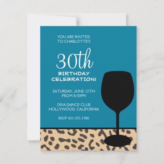 leopard print wine verjaardag kaart (Voorkant)
