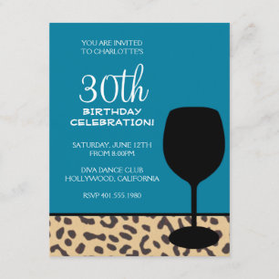 leopard print wine verjaardag kaart