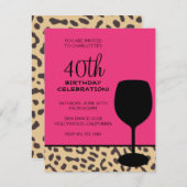 leopard print wine verjaardag kaart (Voorkant / Achterkant)