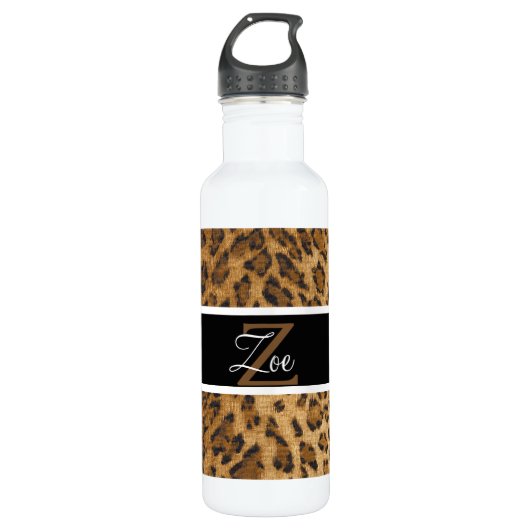 Leopard Print Z monogram initiaal Water Fles (Voorkant)