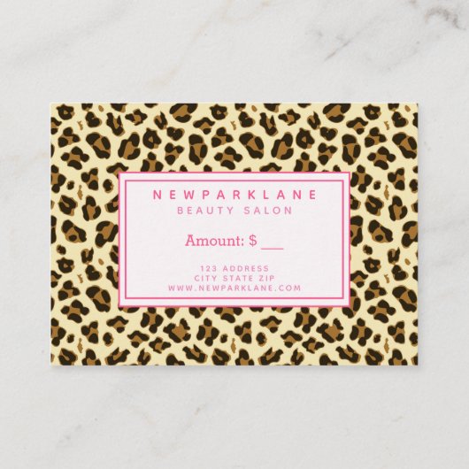 Leopard Print Zakelijk Cadeaubon Visitekaartje (Achterkant)