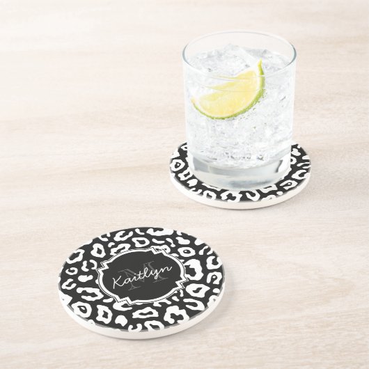 Leopard Print Zandsteen Onderzetter (Zijkant)