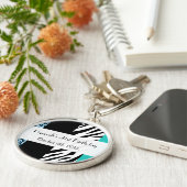 Leopard Print, Zebra Print, Animal Print, Birthday Sleutelhanger (Zijkant)