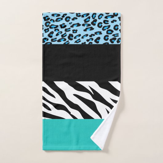 Leopard Print, Zebra Print, Animal Print, Blue Bad Handdoek (Handdoek)