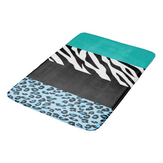 Leopard Print, Zebra Print, Animal Print, Blue Badmat (Gekanteld)