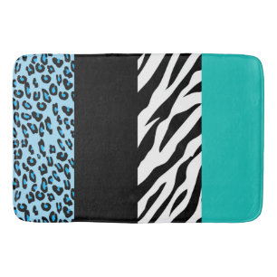 Leopard Print, Zebra Print, Animal Print, Blue Badmat