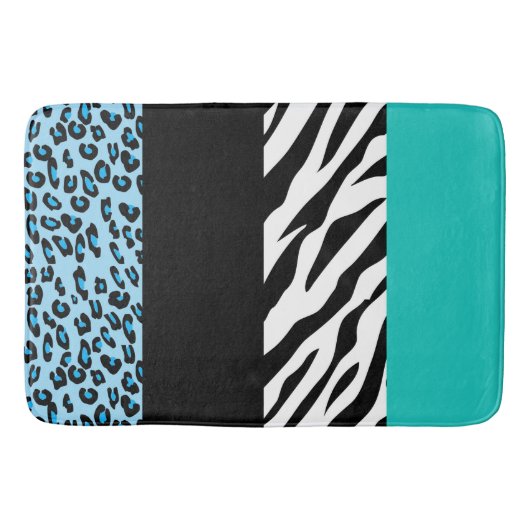 Leopard Print, Zebra Print, Animal Print, Blue Badmat (Voorkant)