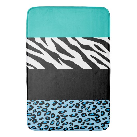 Leopard Print, Zebra Print, Animal Print, Blue Badmat (Voorkant Verticaal)