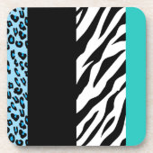 Leopard Print, Zebra Print, Animal Print, Blue Bier Onderzetter (Voorkant)