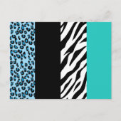 Leopard Print, Zebra Print, Animal Print, Blue Briefkaart (Voorkant)