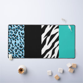 Leopard Print, Zebra Print, Animal Print, Blue Bureaumat