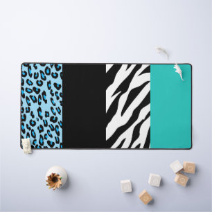 Leopard Print, Zebra Print, Animal Print, Blue Bureaumat
