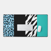 Leopard Print, Zebra Print, Animal Print, Blue Bureaumat (Keyboard & Muis)