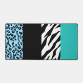 Leopard Print, Zebra Print, Animal Print, Blue Bureaumat (Voorkant)